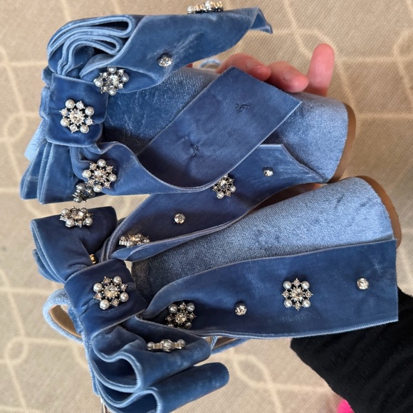 ANTONIO MELANI x Nicola Barbie - Lila Blue Velvet Embellished Heels - Picture 5 of 7